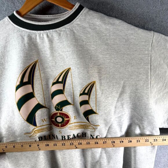 Vintage ESY Built to Last Sweatshirt Mens L/XL Gray Carolina Beach, NC Crew Neck - Picture 3 of 8